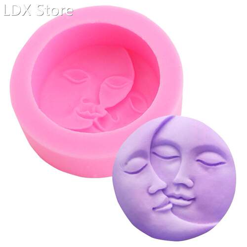 Sun And Moon Face Soft Silicone Mold Keychain Mold DIY Silic