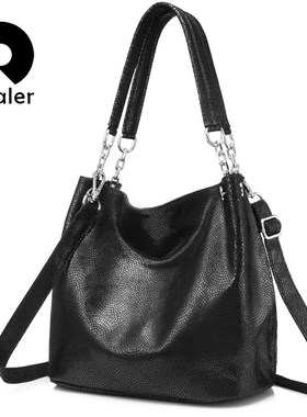 REALER genuine leather handbags female large messenger bag