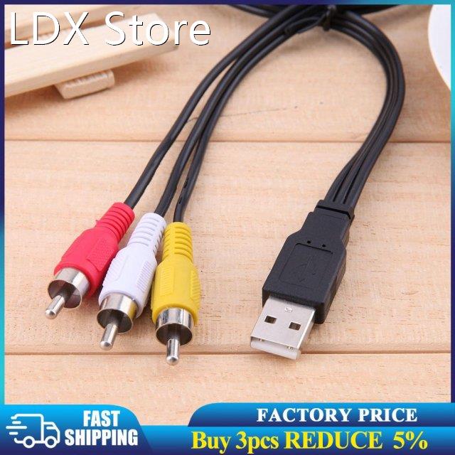 New 1.5M 5ft USB Male A To 3 RCA AV A/V TV Adapter Cord Cabl