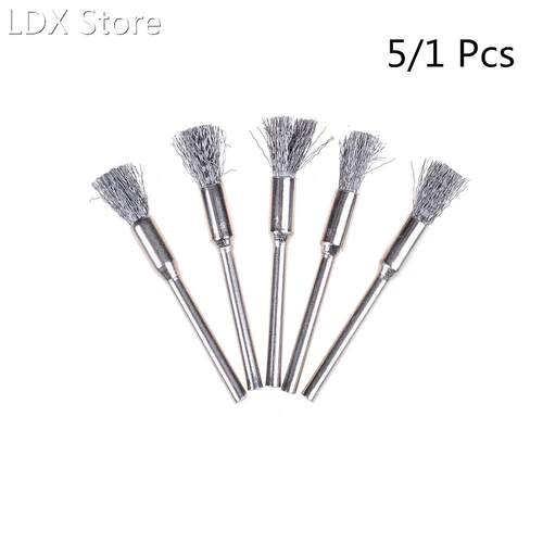 1/5Pcs 5mm Steel Wire Wheel Brush 适用于 Metal Rust Remover