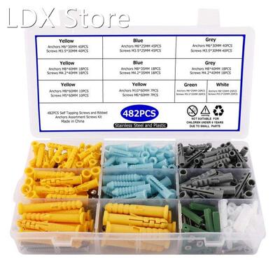 482pcs/set Plastic Expansion Drywall Anchor Screws Self Tapp