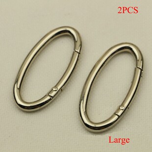 2pcs Spring Gate Oval Rings Openable Keyring Leather Bag Be