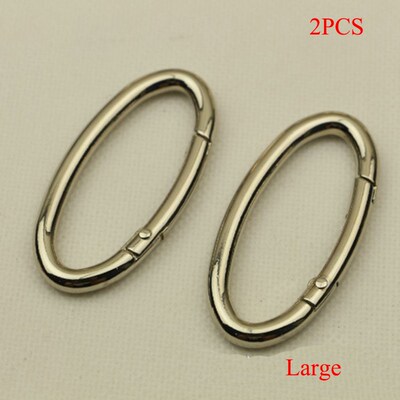 2pcs Spring Gate Oval Rings Openable Keyring Leather Bag Be