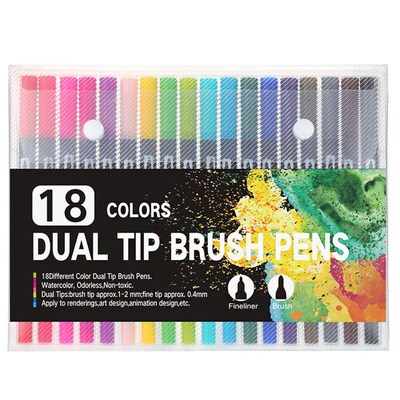 100 Colors Dual Brush Art Markers Pen Fine Tip and Brush Tip