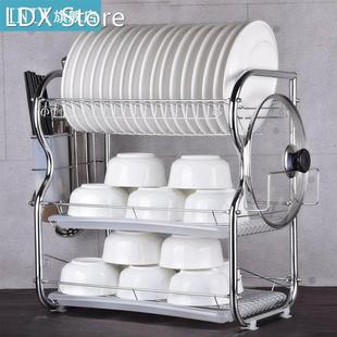 3-layer Kitchen Dish Drain Rack Stainless Steel Dishwashing