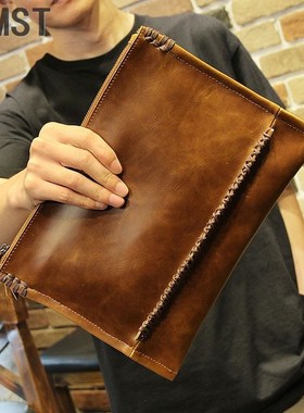 New Design Men Clutches Handbags Vintage PU Leather Envelop
