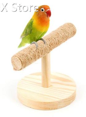 Parrot Wooden Tabletop Perch Toy Bird Stand Training Exercis
