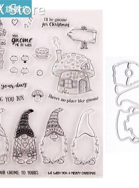 Santa Gnome Seal Stamp with Cutting Dies Stencil Set DIY Scr