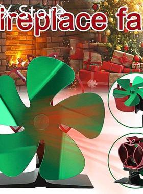 5 Blade Fireplace Heat Powered Stove Fan Wood Burner Firepla