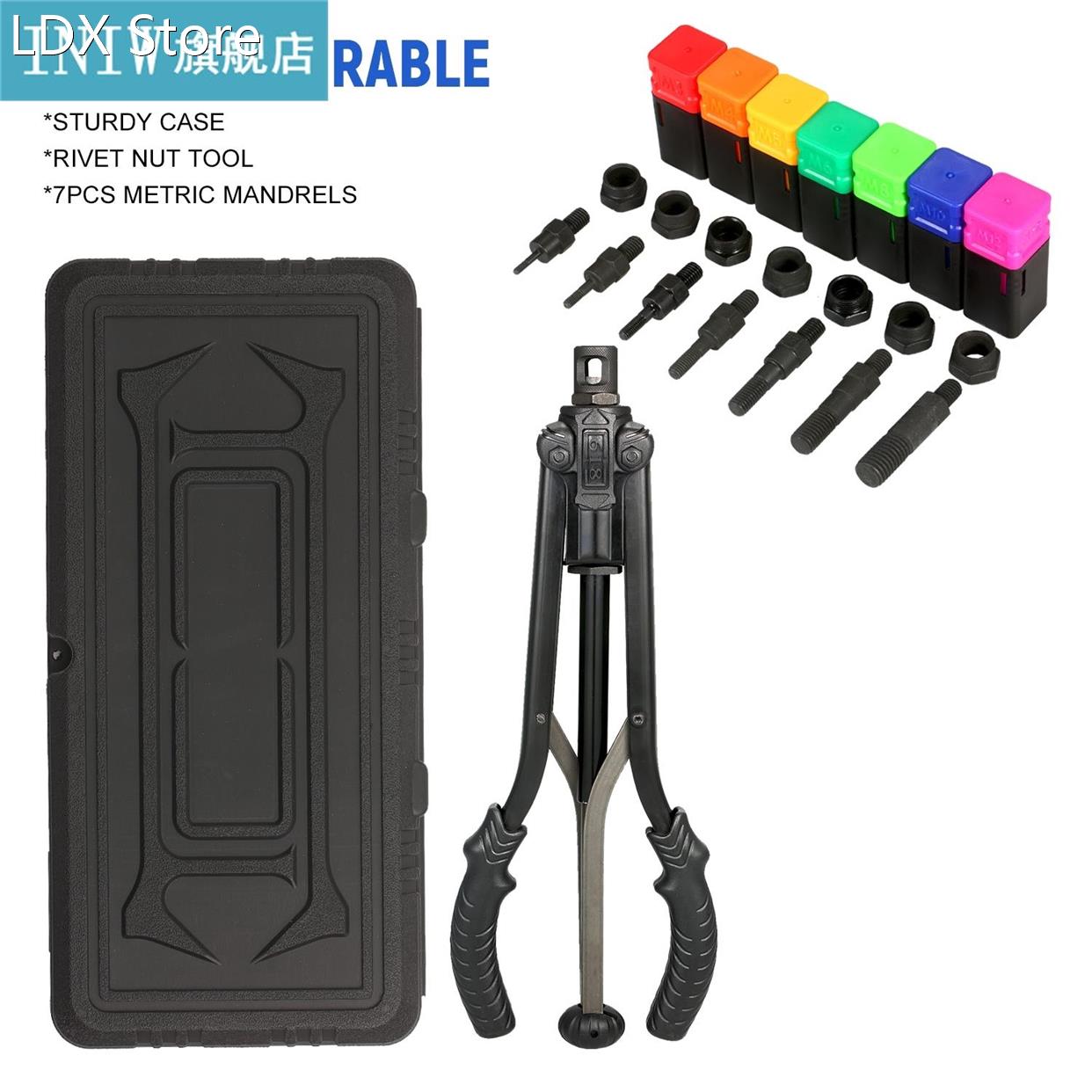 Rivet Nut Tool 15in Manual Riveter Threaded Nut Riveting Kit
