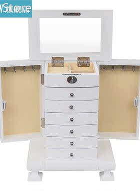 New Handcrafted Wooden Jewelry Box Organizer Wood 8 Layers C