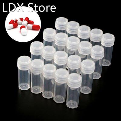 20Pcs 5ml Plastic Test Tubes Vials Sample Container Powder C