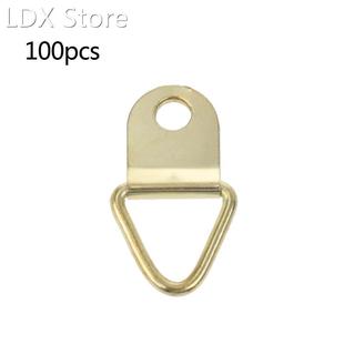 100PCS Gold Small D-Ring Picture Hanger with Screws Frame Tr