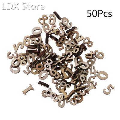 50pcs Cut Wood Number 0 - 9 Embellishment Wooden Shape Craf
