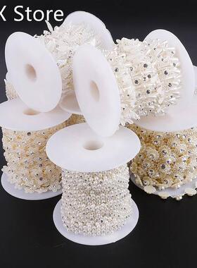 New Pave ABS Pearl Crystal Beads Rope DIY Craft Jewelry Deco