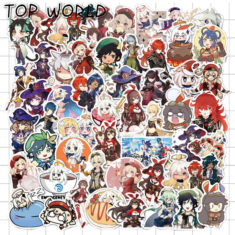 10/50pcs/set Genshin Impact Cartoon Open World Game Stickers