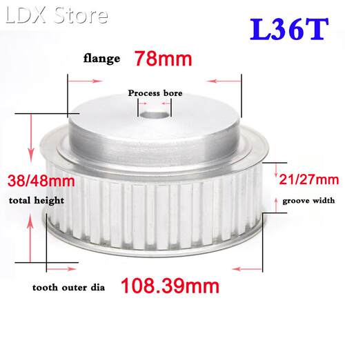 1PCS L Type 36 Teeth To 42 Teeth Synchronous Wheel Process B