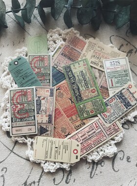 22pcs/pack Vintage Ticket stub retro Notes Stamps label Sti