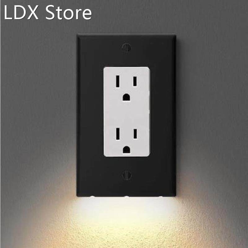 1pc outlet wall plate with led night lights outlet cover dup