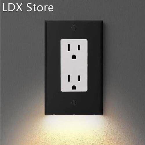 1PC Outlet Wall Plate With LED Night Lights Outlet Cover Dup