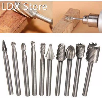10PCS/Set HSS Routing Router Drill Bits Set For Dremel Carbi