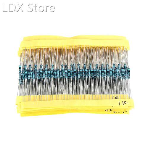 1280pcs 64 Values Resistor Set 1 ohm - 10M ohm Resistor 1/4W