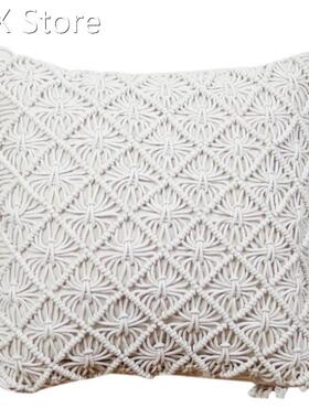 Cushion Covers Cotton Linen Macrame Hand-Woven Thread Pillow