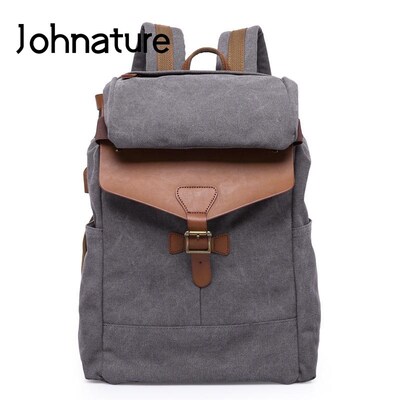 Johnature 2020 New Vintage Large Capacity Waterproof Men Ca