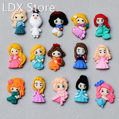 10Pcs Cute Cartoon Princess Flat Back Resin Cabochons S