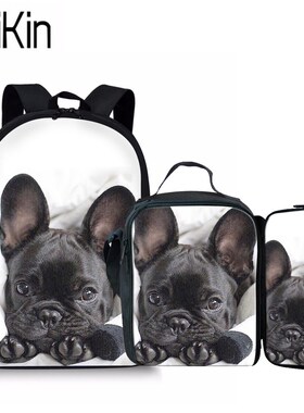THIKIN 3Pcs/Set Children School Bags for Kids French Bulldo