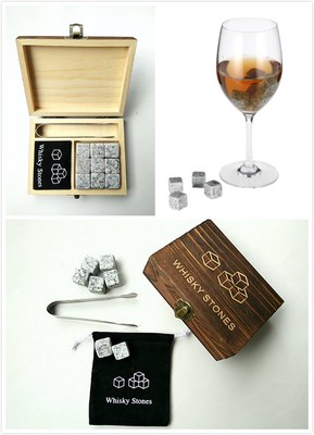 9Pcs/lot Whisky Stone with Wooden Box Velvet Bag Whiskey Coo