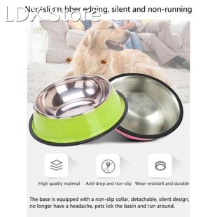 Non with Pcs Dog Bowl Rubber Steel Stainless Base