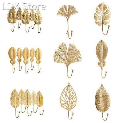 Nordic Luxury Leaf Shaped Hook Purse Coat Rack Key Hanger Wa
