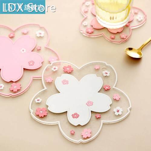 1PC Sakura Insulation Table Mat Ocean Coasters Cup Silicone