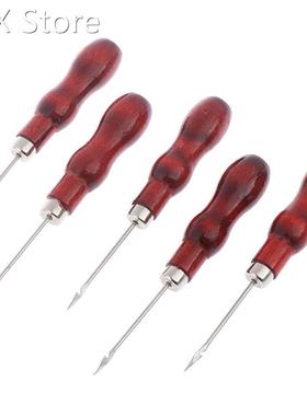 5 Pcs Red Wooden Handle Sewing Awl Hand Stitcher Leather Cra