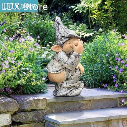 Garden Dwarf Resin Crafts Elf Take Off Pants Simulation Pull