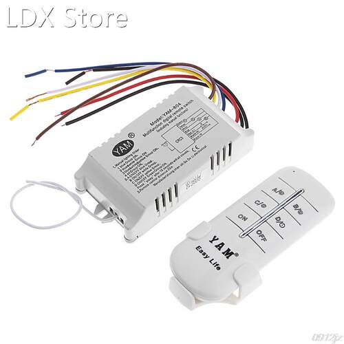 220V 1/2/3/4 Ways Wireless ON/OFF Lamp Remote Control Switch