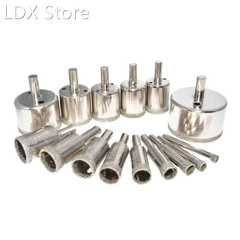 10/15pcs 3-50mm Diamond Coated Drill Bit 适用于 Tile Marble