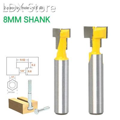1/2Pcs 8mm Shank T-Slot Keyhole Cutter Wood Router Bit Carbi