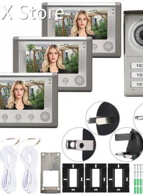Apartment 3 Units Wired Video Door Phone Audio Visual Doorbe