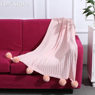 Knitted Blanket Cotton Hypoallergenic Striped Knitted Blanke