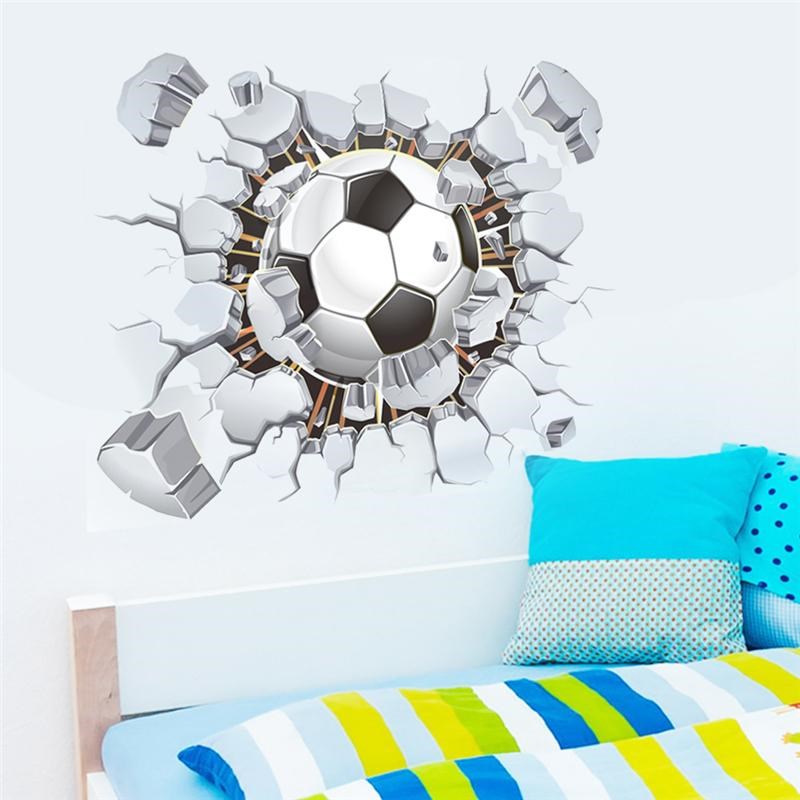 Flying Football 3d Wall Stickers Kids Room Decor Diy Home De