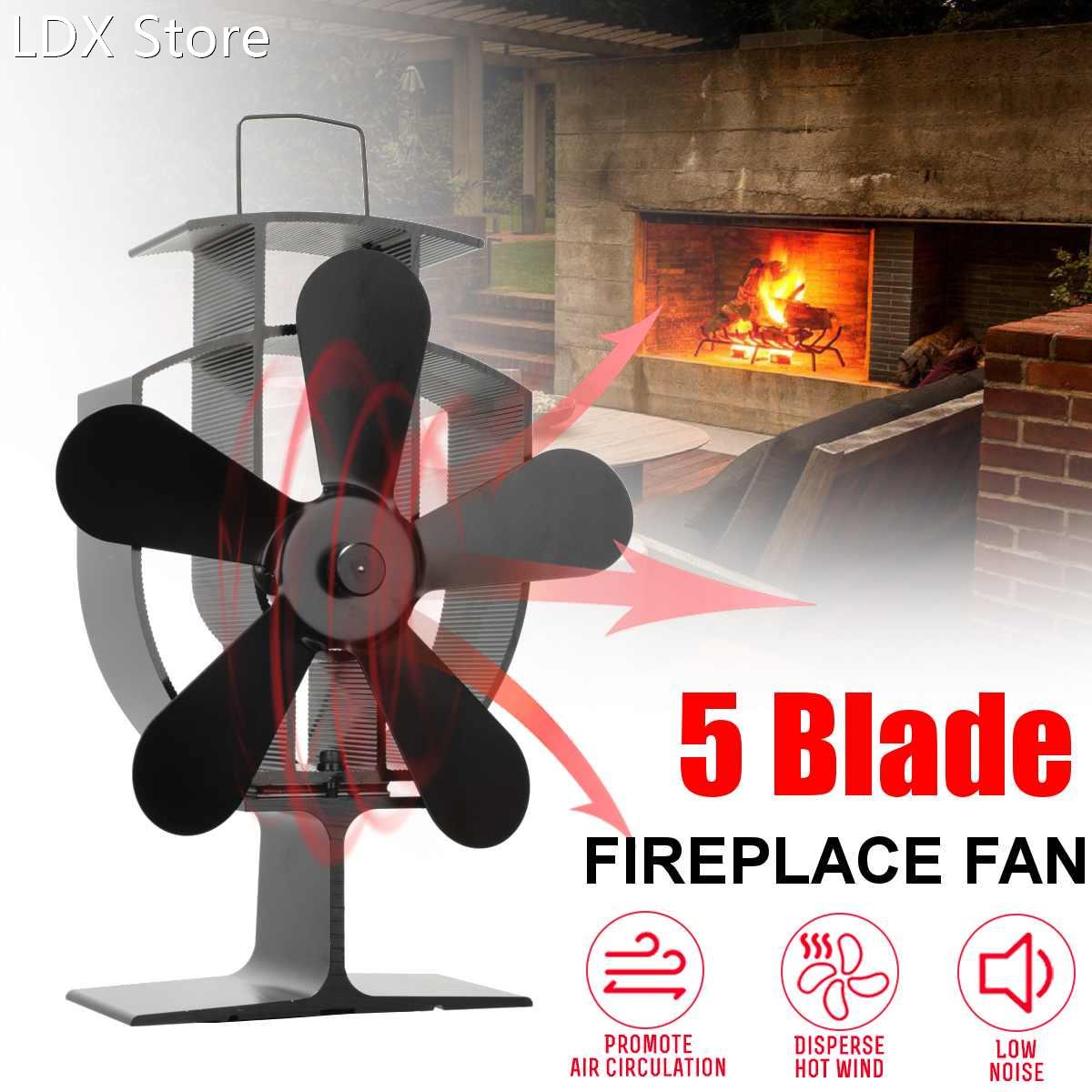 Wood Stove Fan 5-Blade - Heat Powered Log Burner Increases 9
