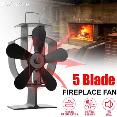 Wood Stove Fan 5-Blade - Heat Powered Log Burner Increases 9