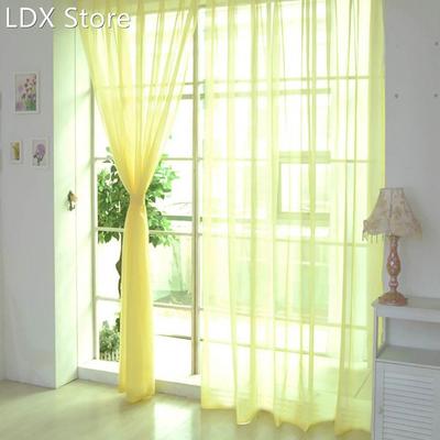 ainbow Curtain Pure Color Tulle Door Window Curtain Drape Pa