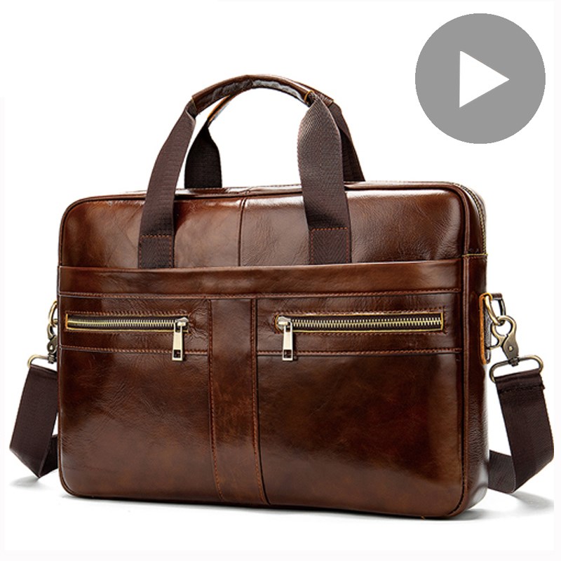 Genuine Leather Business Messenger Women Men Bag Tote Brief