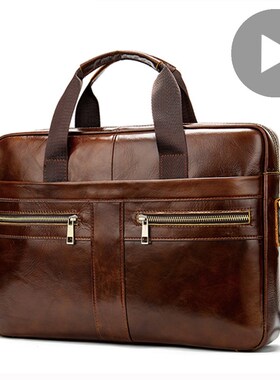 Genuine Leather Business Messenger Women Men Bag Tote Brief
