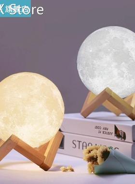 12cm 3D Printing Moon Lamp 2 Color Changing Touching Sensor