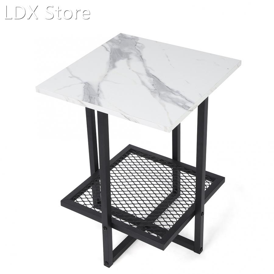 Table 2 Tier Side Table Coffee Desk Modern White Marble Meta