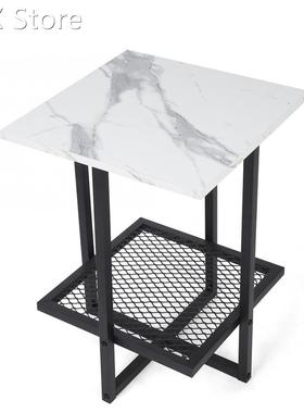 Table 2 Tier Side Table Coffee Desk Modern White Marble Meta